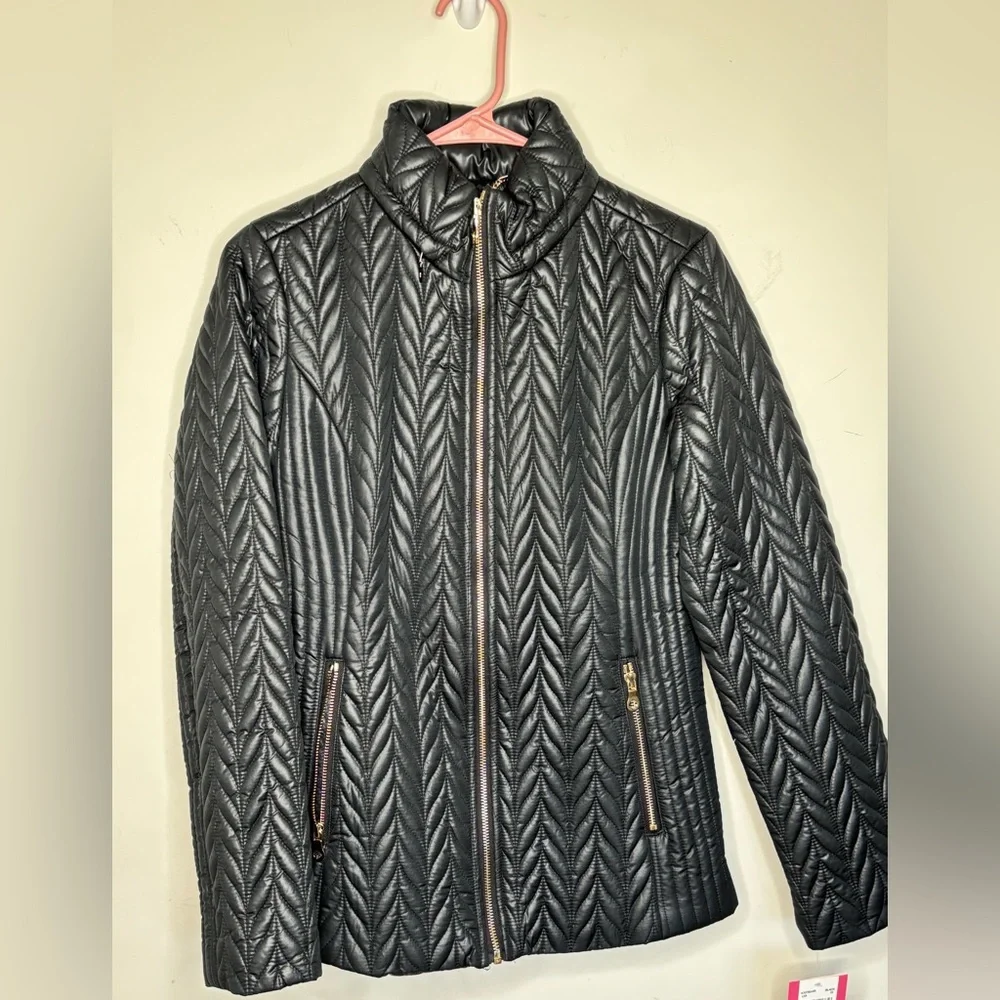 Kate Spade New York Black Quilted Jacket Water Resistant XS Fall Winter‎ NWT